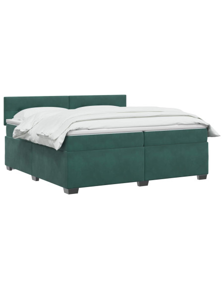 Letto box spring con materasso Verde Scuro 200 x 200 cm Velluto