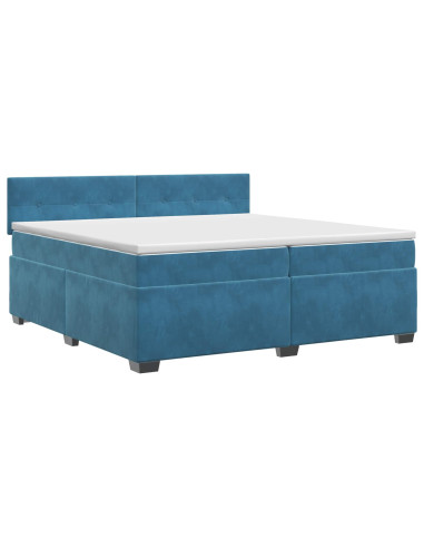 Letto box spring con materasso Blu Scuro 200 x 200 cm Velluto