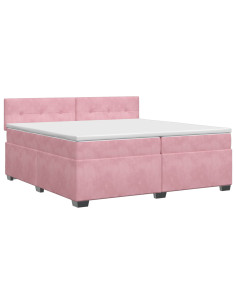 Letto box spring con materasso Rosa 200 x 200 cm Velluto
