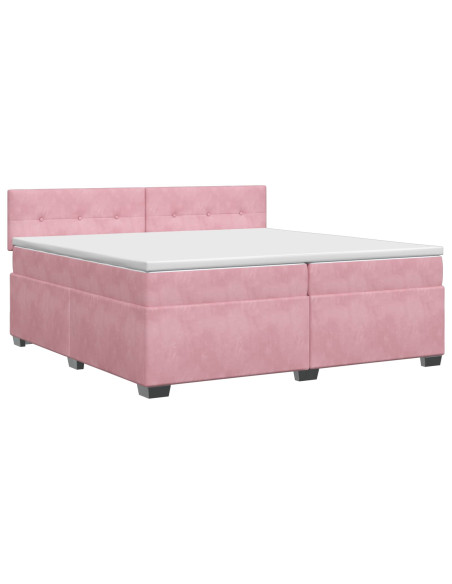 Letto box spring con materasso Rosa 200 x 200 cm Velluto