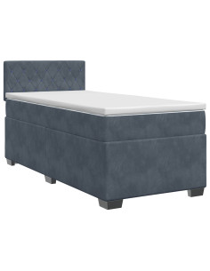 Letto box spring con materasso Grigio Scuro 90 x 190 cm Velluto