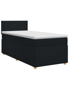 Letto box spring con materasso Nero 90 x 200 cm Tessuto
