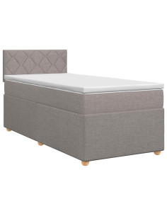 Letto box spring con materasso Tortora 90 x 200 cm Tessuto