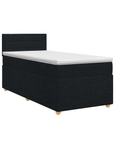 Letto box spring con materasso Nero 100 x 200 cm Tessuto