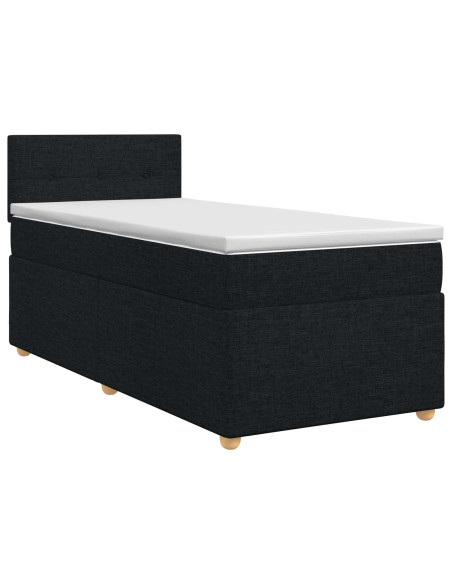 Letto box spring con materasso Nero 100 x 200 cm Tessuto