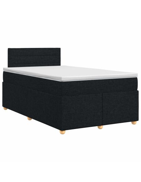 Letto box spring con materasso Nero 120 x 200 cm Tessuto