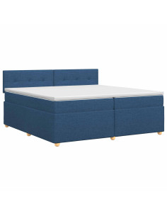 Letto box spring con materasso Blu 200 x 200 cm Tessuto