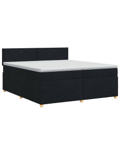 Letto box spring con materasso Nero 200 x 200 cm Tessuto 2