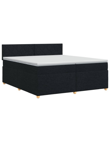 Letto box spring con materasso Nero 200 x 200 cm Tessuto
