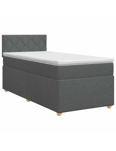 Letto box spring con materasso Grigio Scuro 90 x 190 cm Tessuto