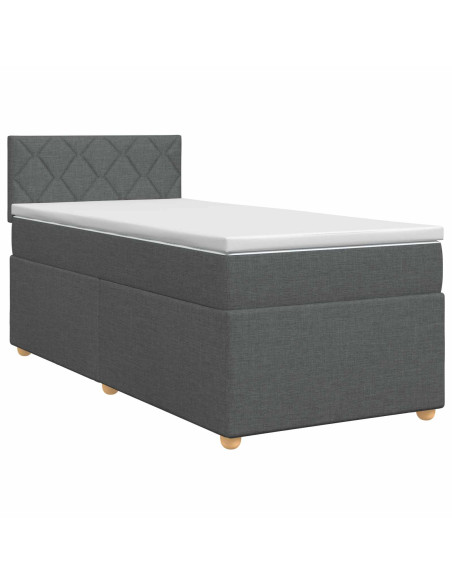 Letto box spring con materasso Grigio Scuro 90 x 190 cm Tessuto