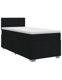 Letto box spring con materasso Nero 80 x 200 cm Tessuto