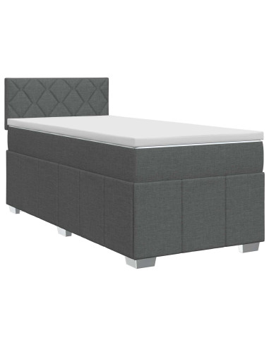Letto box spring con materasso Grigio Scuro 80 x 200 cm Tessuto