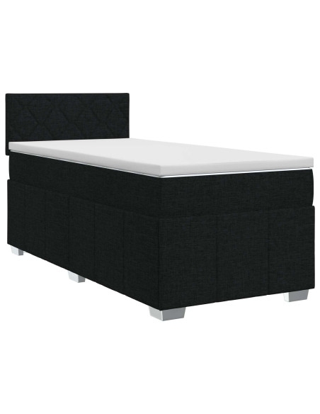 Letto box spring con materasso Nero 80 x 200 cm Tessuto