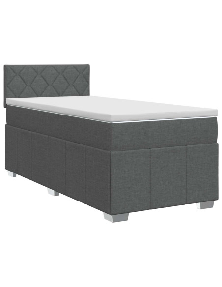 Letto box spring con materasso Grigio Scuro 90 x 200 cm Tessuto