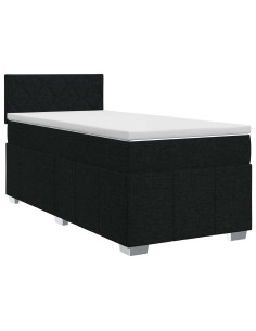 Letto box spring con materasso Nero 90 x 200 cm Tessuto