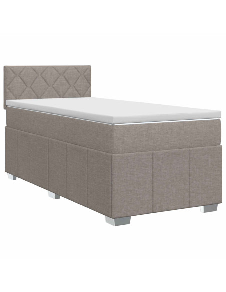Letto box spring con materasso Tortora 90 x 200 cm Tessuto