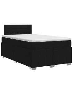 Letto box spring con materasso Nero 120 x 190 cm Tessuto