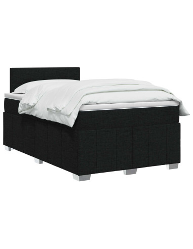Letto box spring con materasso Nero 120 x 200 cm Tessuto