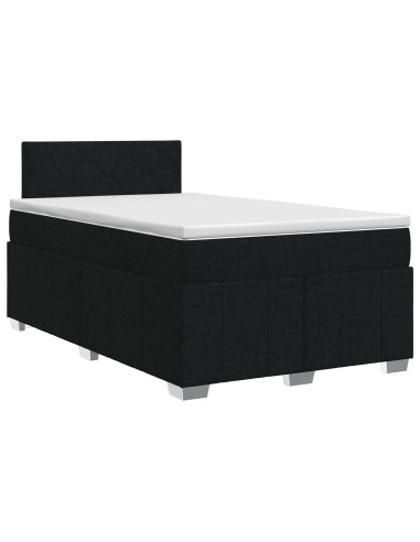 Letto box spring con materasso Nero 120 x 200 cm Tessuto