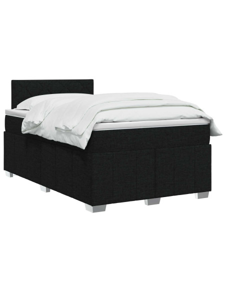 Letto box spring con materasso Nero 120 x 200 cm Tessuto
