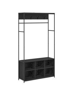 Appendiabiti con panca per scarpe Rovere Nero 2