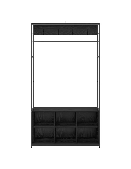 Appendiabiti con panca per scarpe Rovere Nero