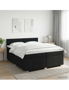 Letto box spring con materasso Nero 200 x 200 cm Tessuto