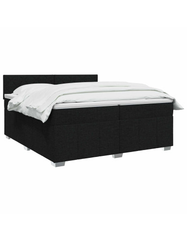 Letto box spring con materasso Nero 200 x 200 cm Tessuto