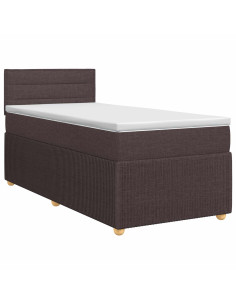 Letto box spring con materasso Marrone Scuro 90 x 190 cm