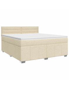 Letto box spring con materasso Crema 140 x 190 cm Tessuto