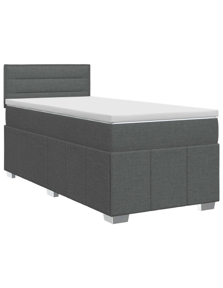 Letto box spring con materasso Grigio Scuro 90 x 190 cm Tessuto