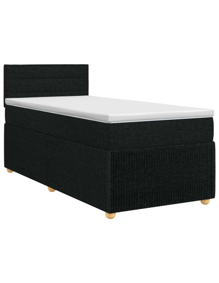 Letto box spring con materasso Nero 80 x 200 cm Tessuto
