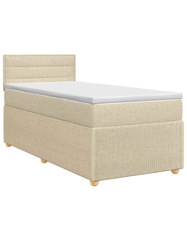 Letto box spring con materasso Crema 80 x 200 cm Tessuto