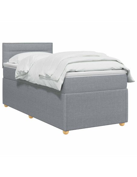 Letto box spring con materasso Grigio Chiaro 80 x 200 cm