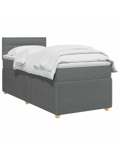 Letto box spring con materasso Grigio Scuro 80 x 200 cm Tessuto 2