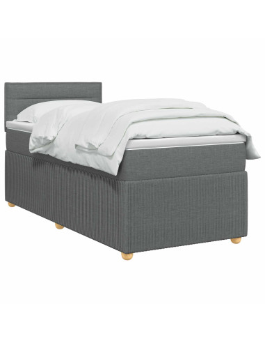 Letto box spring con materasso Grigio Scuro 80 x 200 cm Tessuto