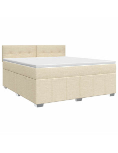 Letto box spring con materasso Crema 140 x 200 cm Tessuto
