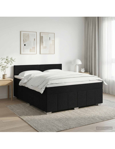 Letto box spring con materasso Nero 160 x 200 cm Tessuto