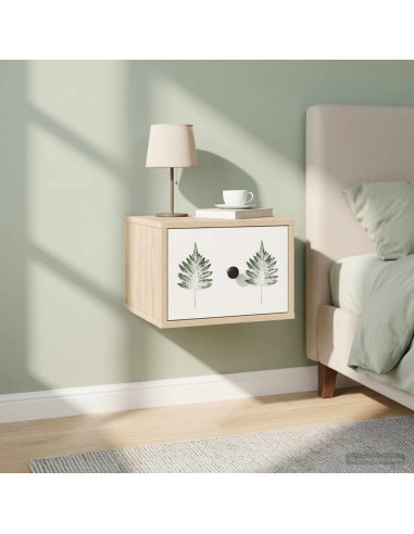 Mobiletto da comodino a parete HANAU 2 pz Rovere Sonoma