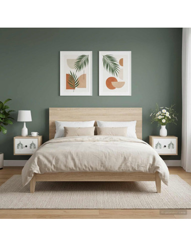 Mobiletto da comodino a parete HANAU 2 pz Rovere Sonoma