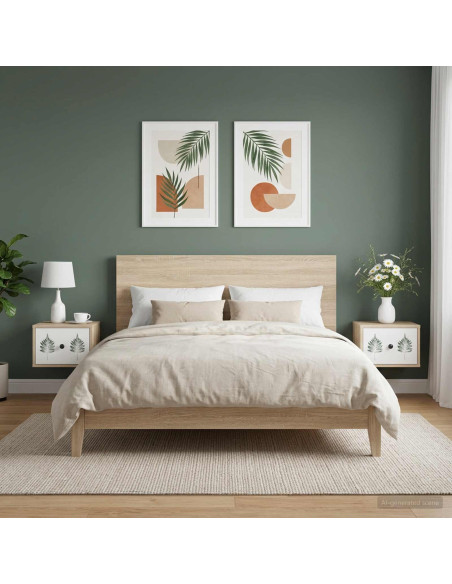 Mobiletto da comodino a parete HANAU 2 pz Rovere Sonoma