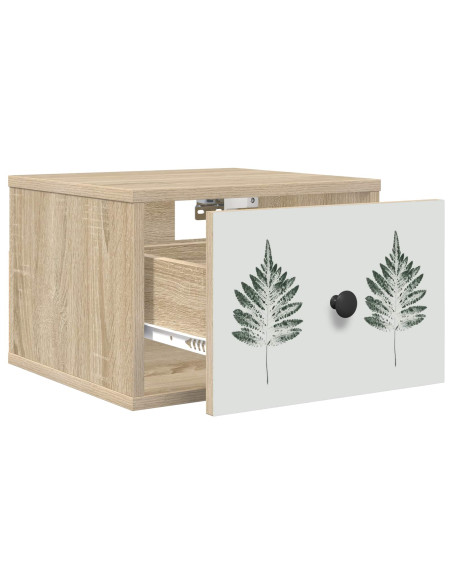 Mobiletto da comodino a parete HANAU 2 pz Rovere Sonoma