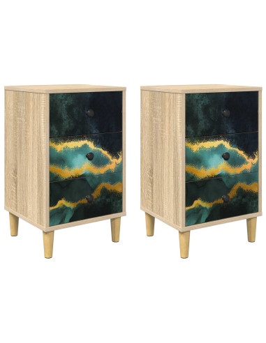 Armadio da Notte WIJHE 2 pz Rovere Sonoma 36 x 33 x 60 cm