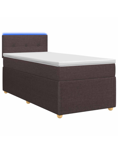 Letto box spring con materasso Marrone Scuro 100 x 200 cm