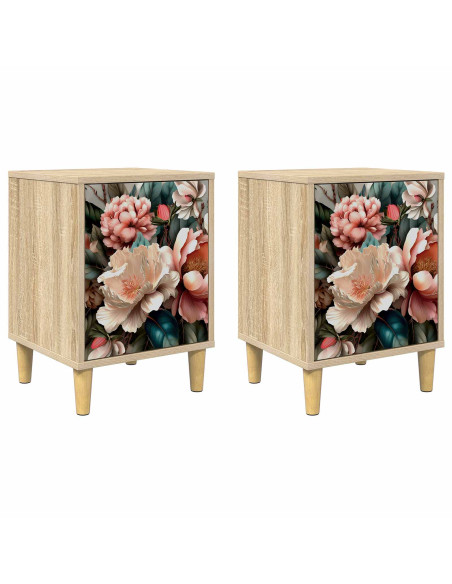 Armadio da Notte BORNE 2 pz Rovere Sonoma 36 x 33 x 50 cm