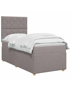 Letto box spring con materasso Tortora 80 x 200 cm Tessuto 2