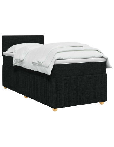Letto box spring con materasso Nero 100 x 200 cm Tessuto