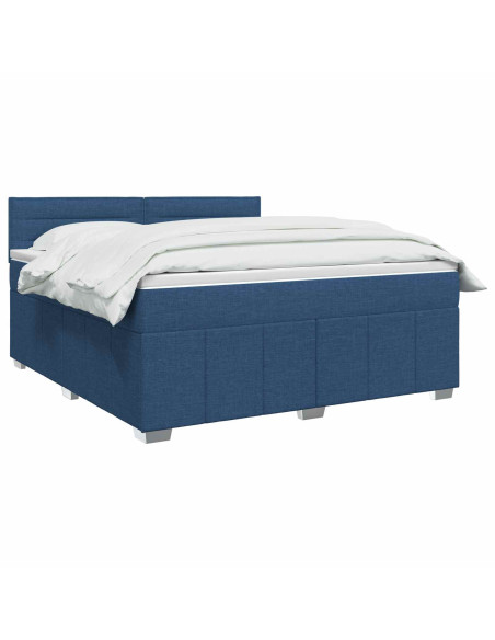 Letto box spring con materasso Blu 140 x 190 cm Tessuto