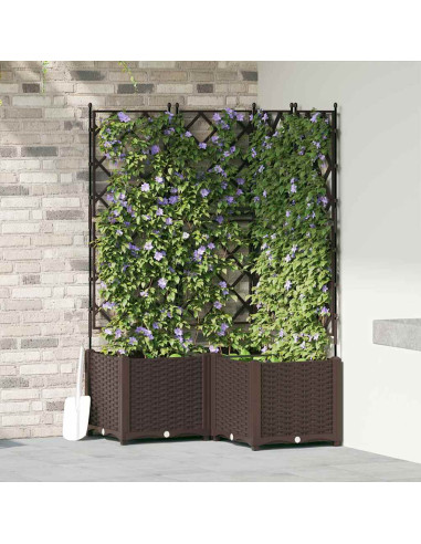 Vaso da giardino 3 pz Marrone 80 x 80 x 143 cm PP